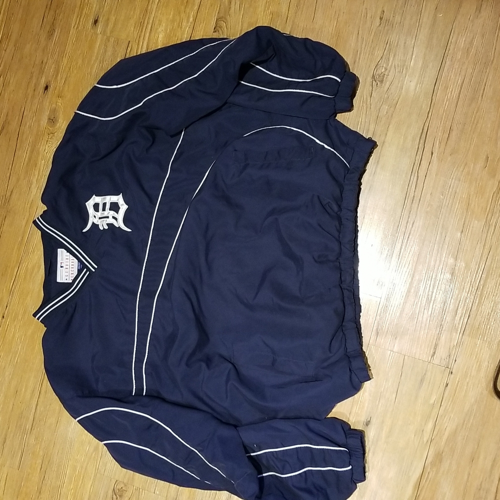 MLB Detroit Tigers lined Vneck side pockets Windshirt sz XXL